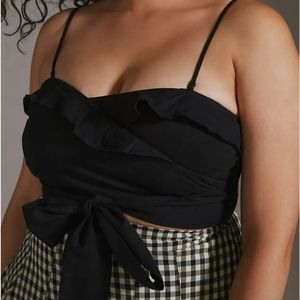 Anthropologie Ruffled Tie Front Tube Top